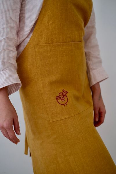 Фартух лляний, жовтогарячий 0235 фото